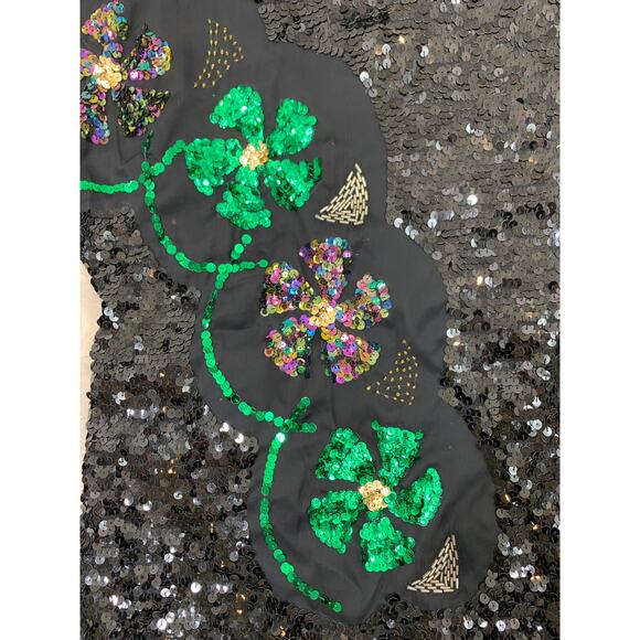 Vintage Green Black Sequin Top Cocktail Night Holiday Party Christmas Indie Alt - Picture 7 of 9